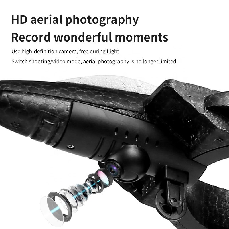 Avion de control remoto Aircraft 2.4G 4 Channel EPP foam four motor F-22 Flying glider RC 4K Wifi FPV Camera Drone w/ LED Light