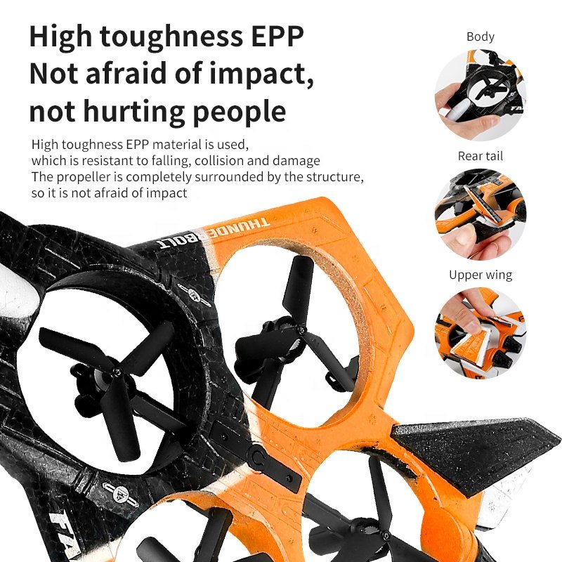 Avion de control remoto Aircraft 2.4G 4 Channel EPP foam four motor F-22 Flying glider RC 4K Wifi FPV Camera Drone w/ LED Light