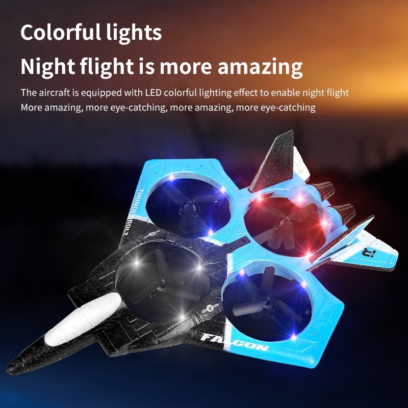 Avion de control remoto Aircraft 2.4G 4 Channel EPP foam four motor F-22 Flying glider RC 4K Wifi FPV Camera Drone w/ LED Light