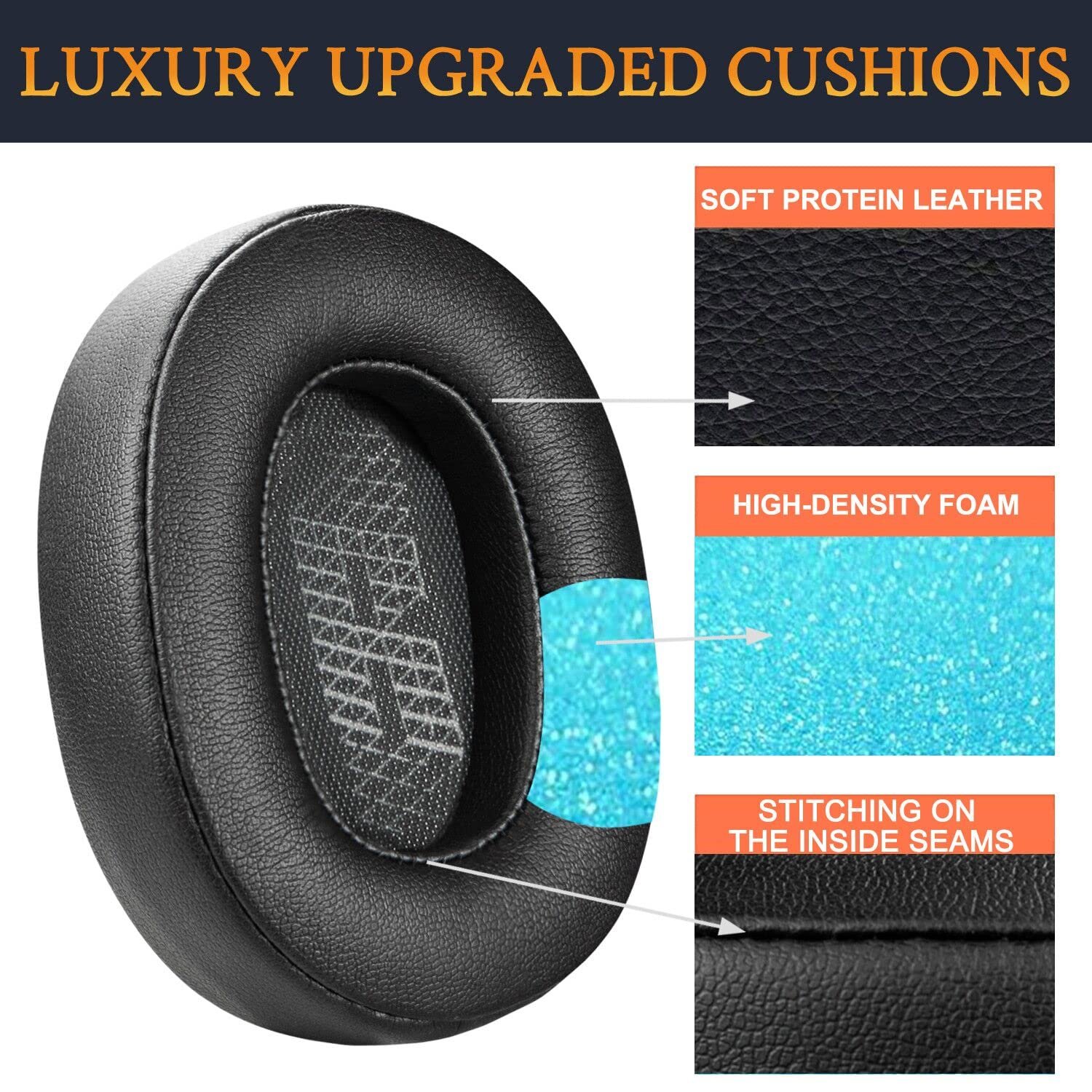 Professional Protein Leather Foam Headphones Earpads Cushions for JBL Live 500BT Wireless