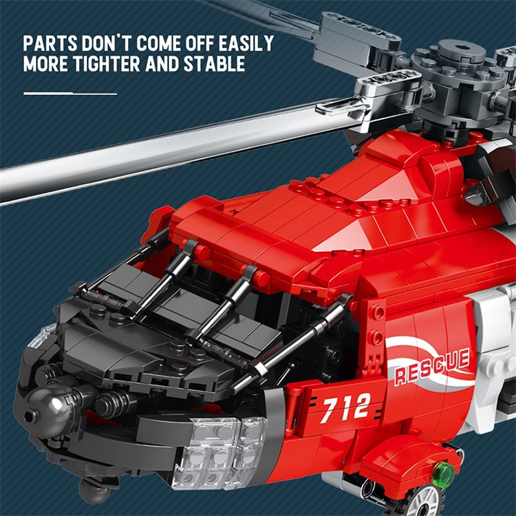 Aircraft HH-60J large helicopter Technical aircraft assembly model small particle building blocks educational children's toys
