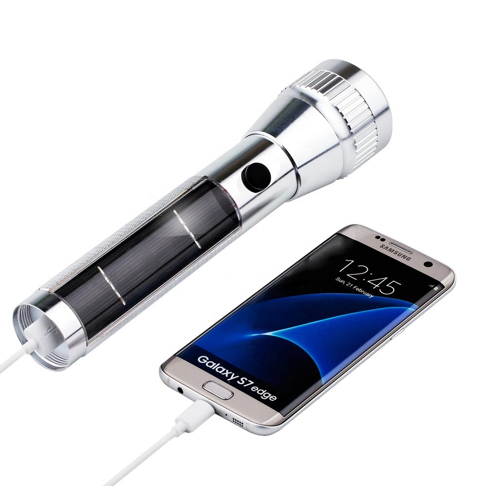 Factory Price Adjustable Solar Light Parts Strong Light Flashlight with Led Torch