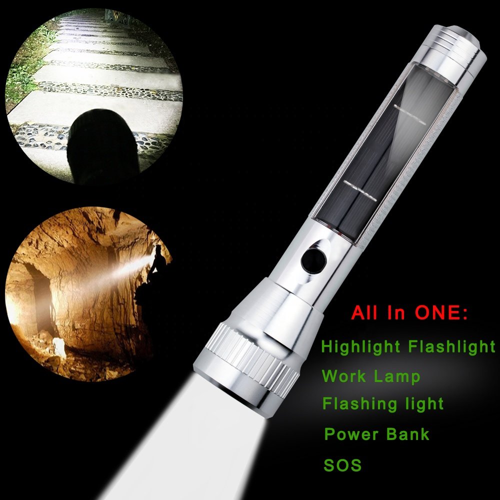 Factory Price Adjustable Solar Light Parts Strong Light Flashlight with Led Torch