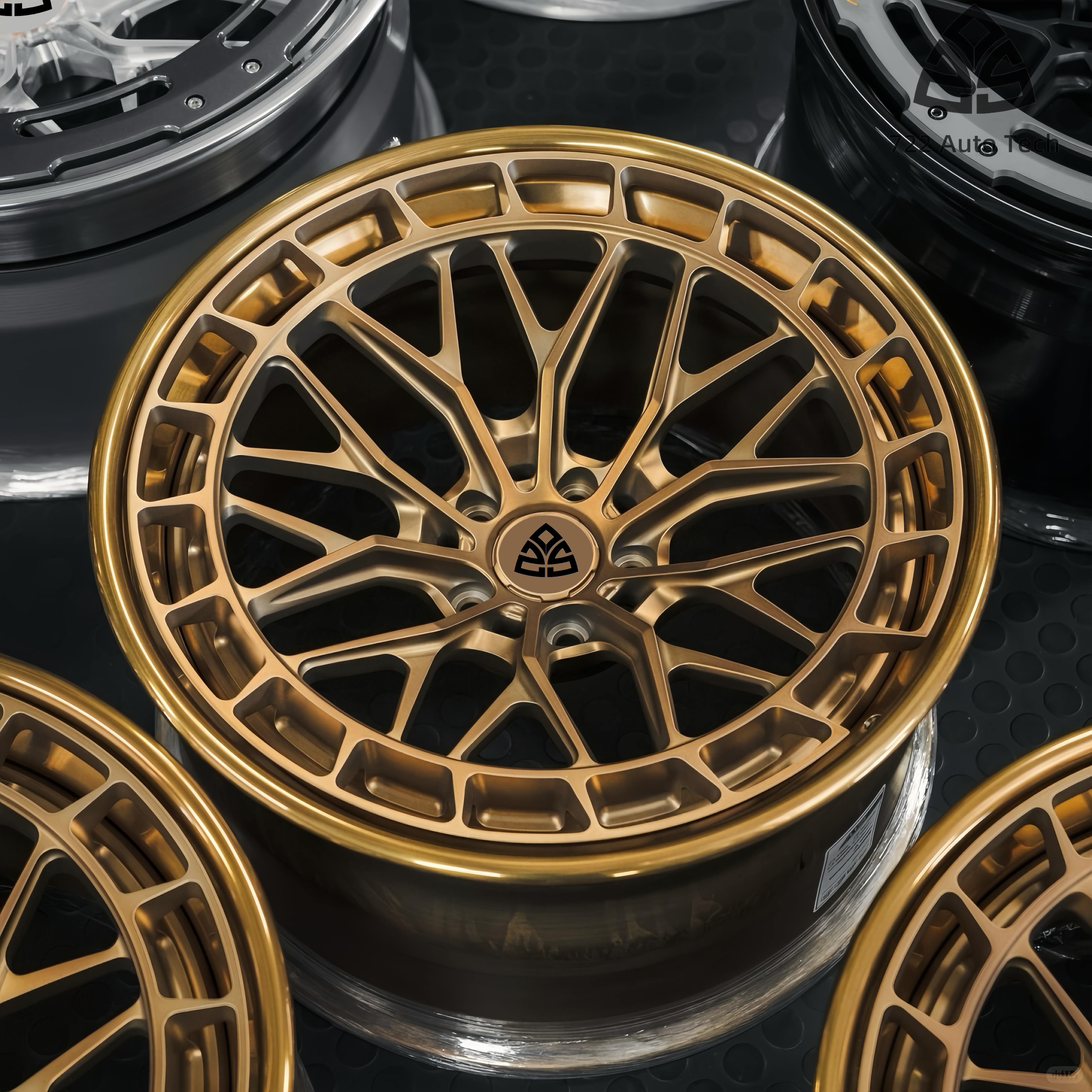 722Auto 18 19 20 21 22 Inch Aviation Aluminum Alloy 6061 Custom PCD5X120 Forged Car Wheels Two-piece Deep Concave Forged Wheels