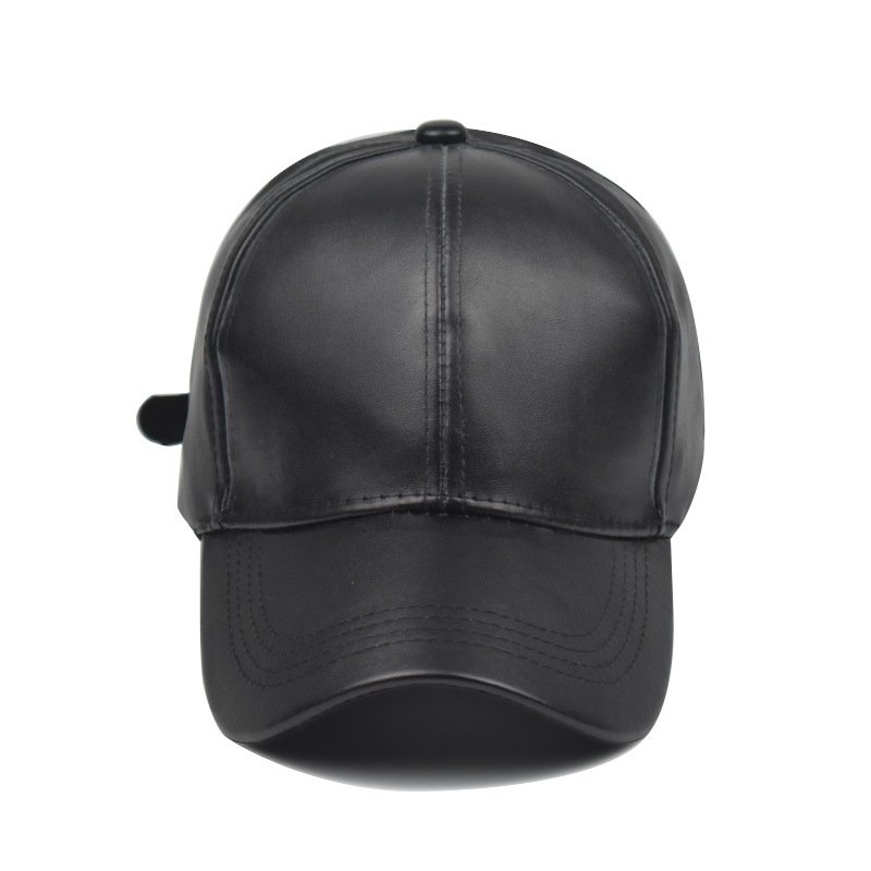 New Style 6-panel Hat and Leather Material Baseball Caps Adjustable Metal Buckle