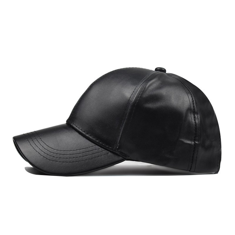 New Style 6-panel Hat and Leather Material Baseball Caps Adjustable Metal Buckle