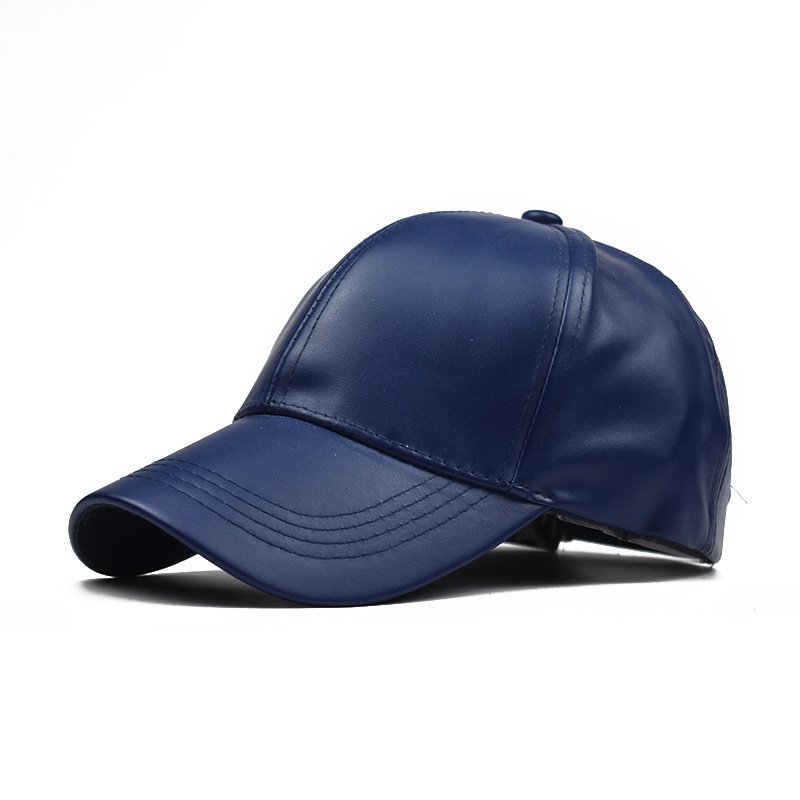 New Style 6-panel Hat and Leather Material Baseball Caps Adjustable Metal Buckle