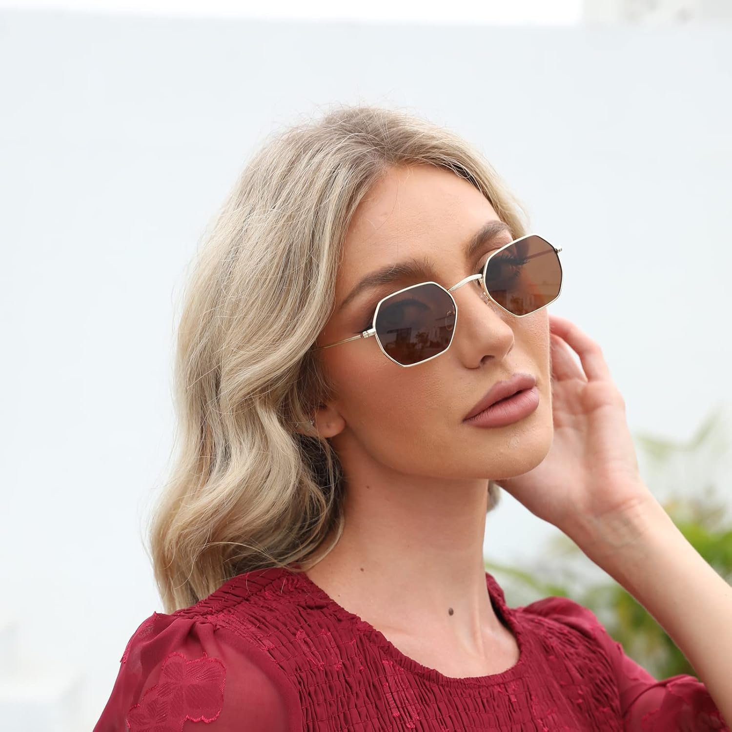 Flat Lens Men Classic Retro Trendy Metal Frame Polygon Sun Glasses RB3556N Small Octagonal Polarized Sunglasses for Women