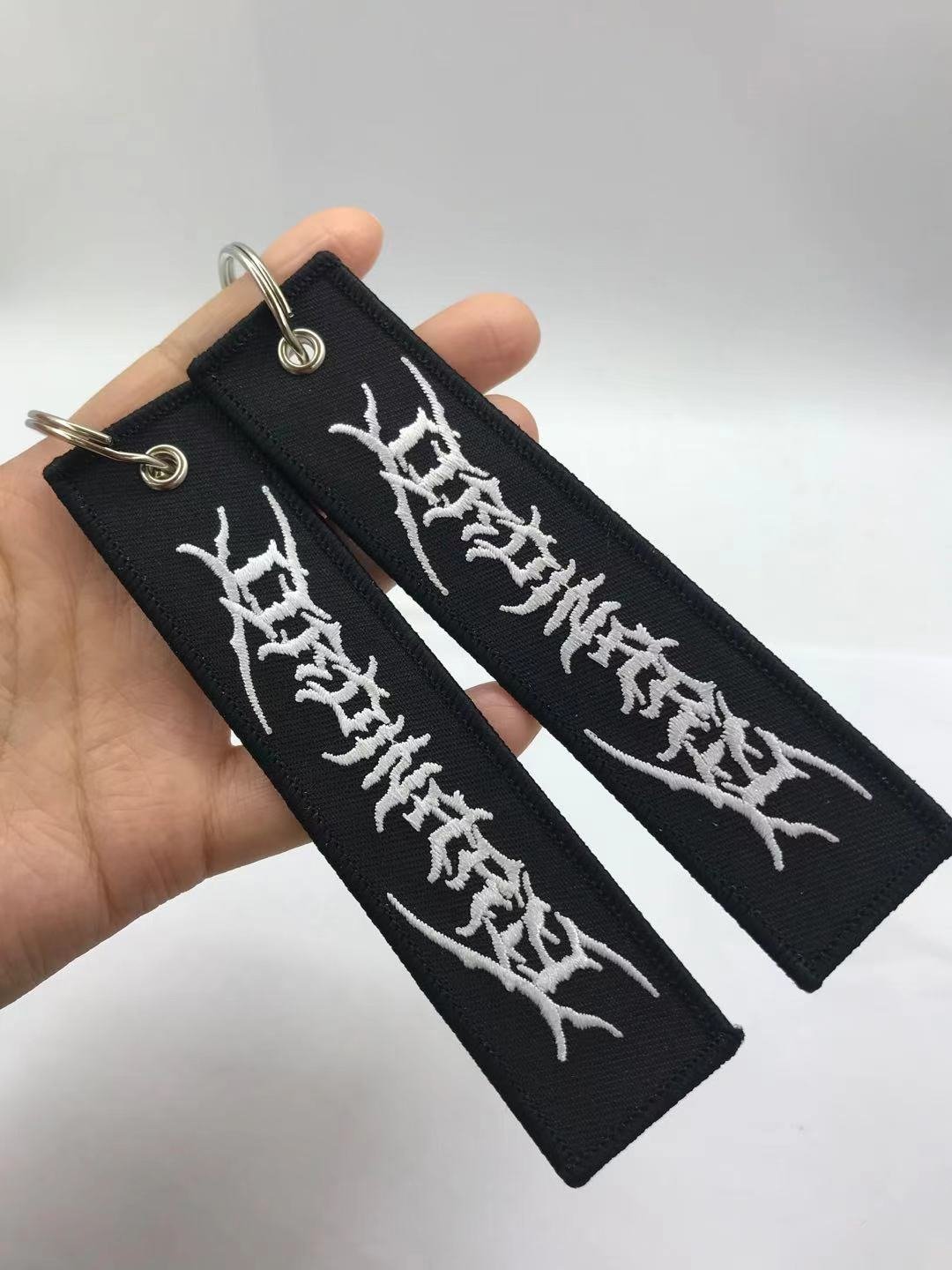 Custom Logo Anime Flight Key Tags Lanyard Embroidery Woven Sublimated Iron Fabric Keychain Keys Promotional Aviation Accessory