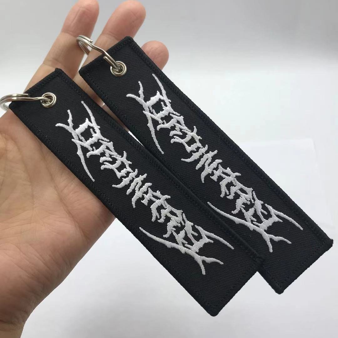 Custom Logo Anime Flight Key Tags Lanyard Embroidery Woven Sublimated Iron Fabric Keychain Keys Promotional Aviation Accessory