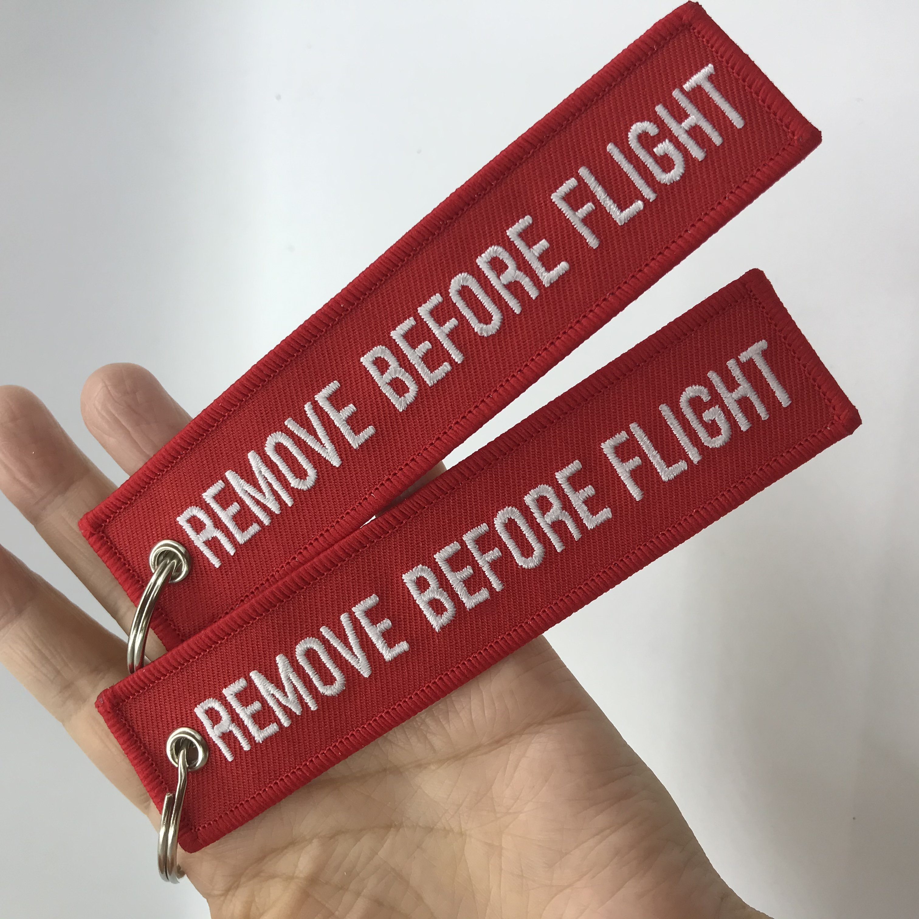 Custom Logo Anime Flight Key Tags Lanyard Embroidery Woven Sublimated Iron Fabric Keychain Keys Promotional Aviation Accessory