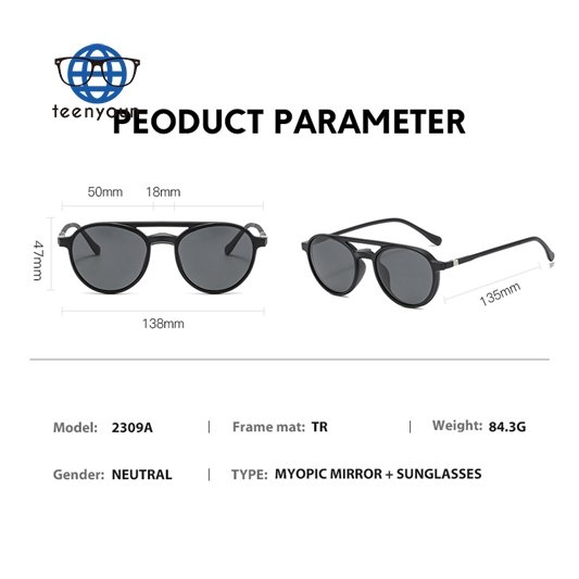 Teenyoun Factory Wholesale Ready Stock Frames Glasses With Sunglasses Polarized Magnetic Clip on Sunglasses for Men