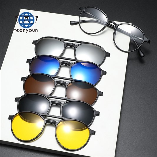 Teenyoun Factory Wholesale Ready Stock Frames Glasses With Sunglasses Polarized Magnetic Clip on Sunglasses for Men