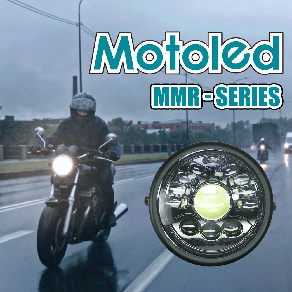 MOTOLED 5.75 Inch Motorcycle Headlight Assembly 100W 12000LM AC DC 12V 48V 80V Projector Lens High Low Beam DRL