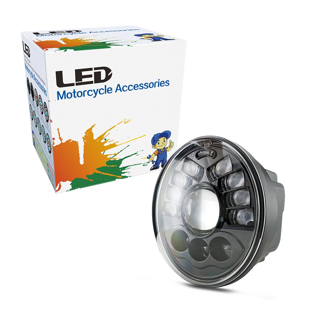MOTOLED 5.75 Inch Motorcycle Headlight Assembly 100W 12000LM AC DC 12V 48V 80V Projector Lens High Low Beam DRL