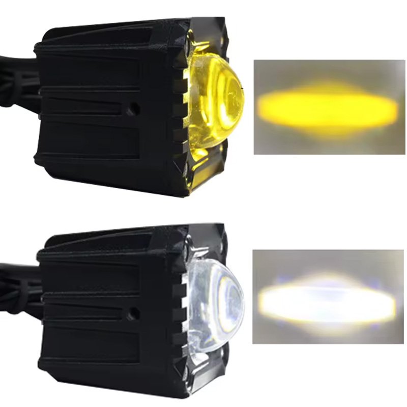 14W LED Motorcycle Headlight Yellow Aviation Aluminum Automotive Parts 12V External Drive Spotlight
