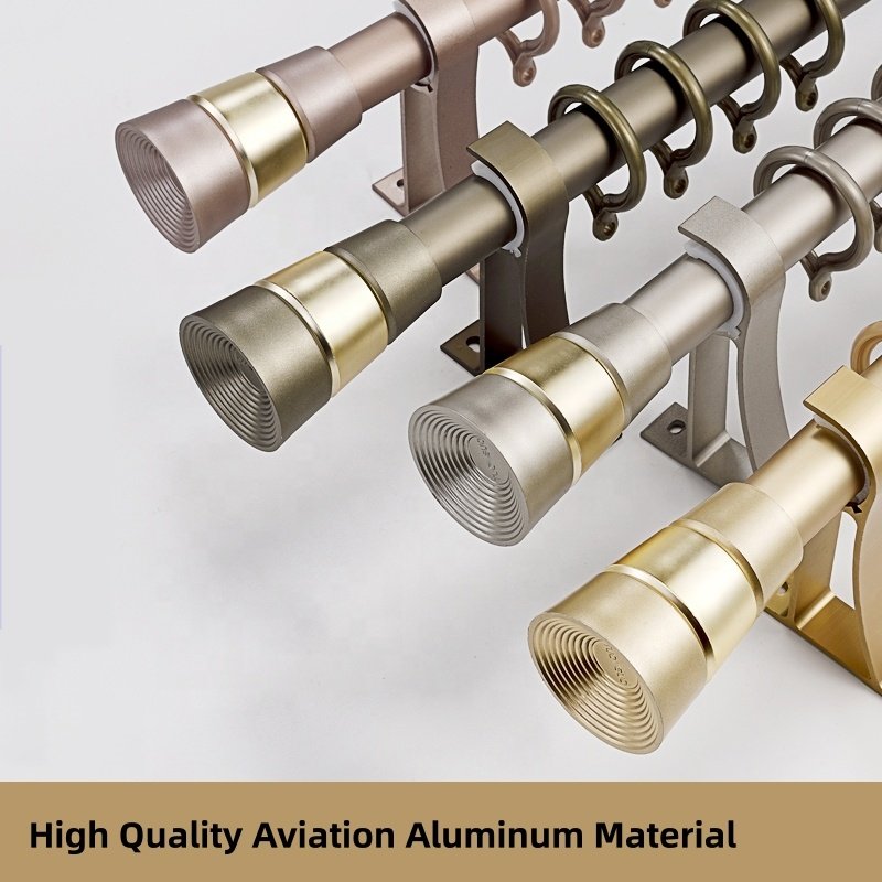 Luxury Simple Gold Aluminum Curtain Pull Rail Window Curtain Poles Tracks & Accessories