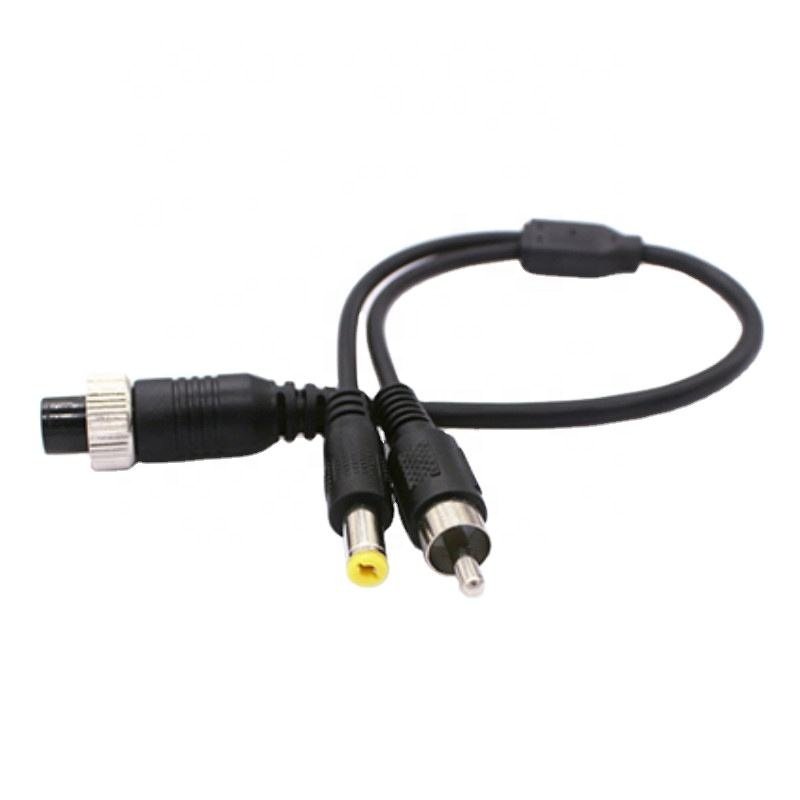 Wholesale Vehicle-Mounted Aircraft Carrier to RCA DC Adapter Cable DVR Connection 2Way Wire for Aviation Connector Accessories