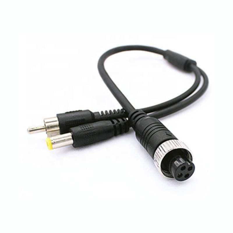 Wholesale Vehicle-Mounted Aircraft Carrier to RCA DC Adapter Cable DVR Connection 2Way Wire for Aviation Connector Accessories