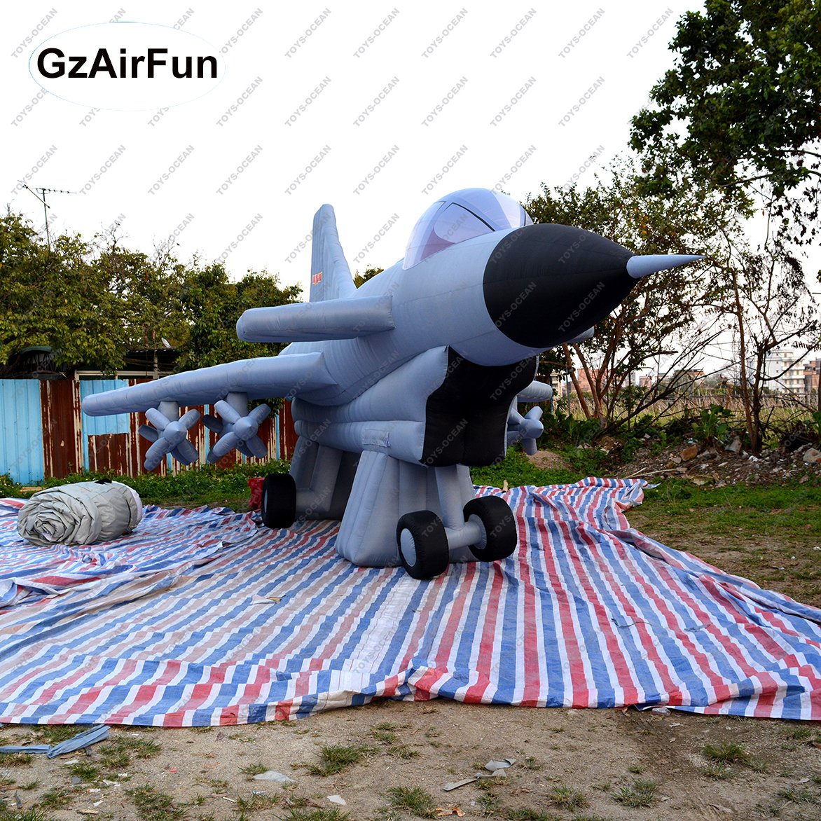 Factory custom outdoor advertising model inflatable fighter plane model