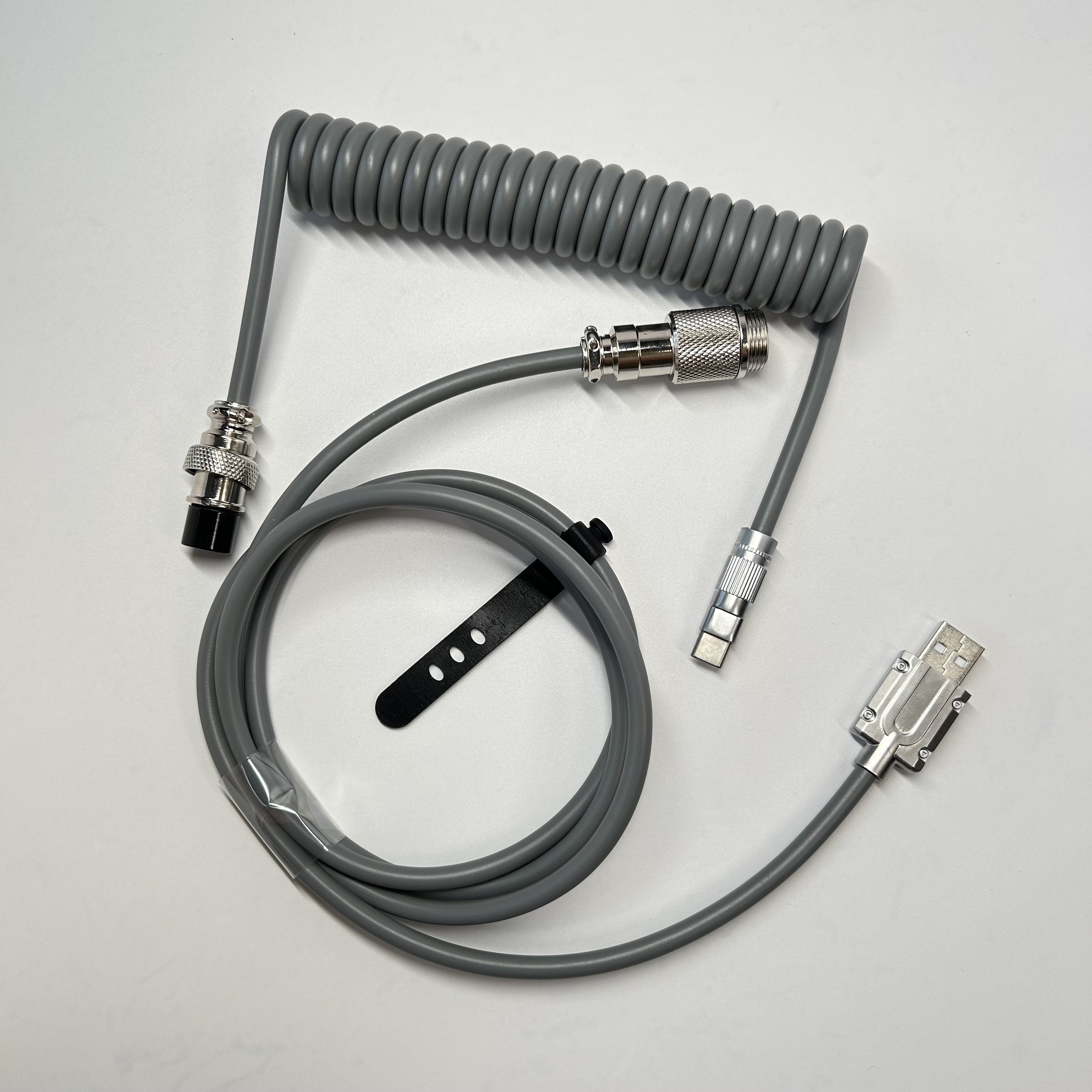 BSUN Durable Custom Customize Gray Type c Spring Spiral Usb Cable Mechanical Keyboard Coiled Cable Keyboard