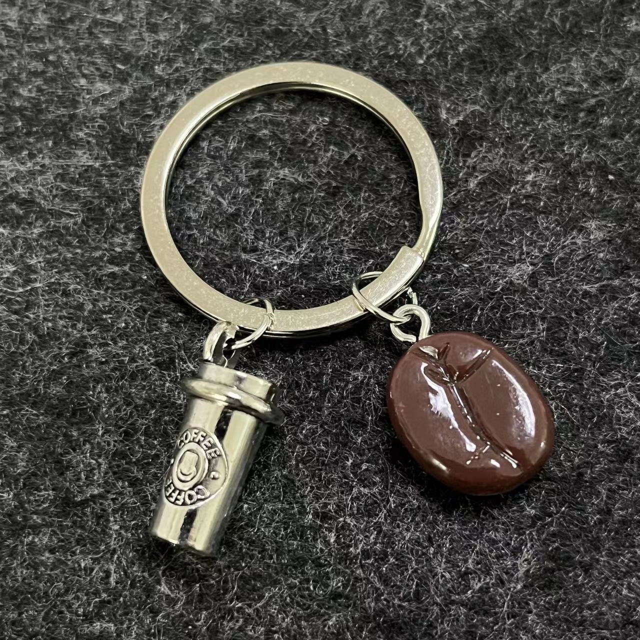 Creative Vintage Coffee Enthusiast Keychain Set Durable Zinc Alloy Spoon Cup Bean Metal Iconic Coffee Accessories
