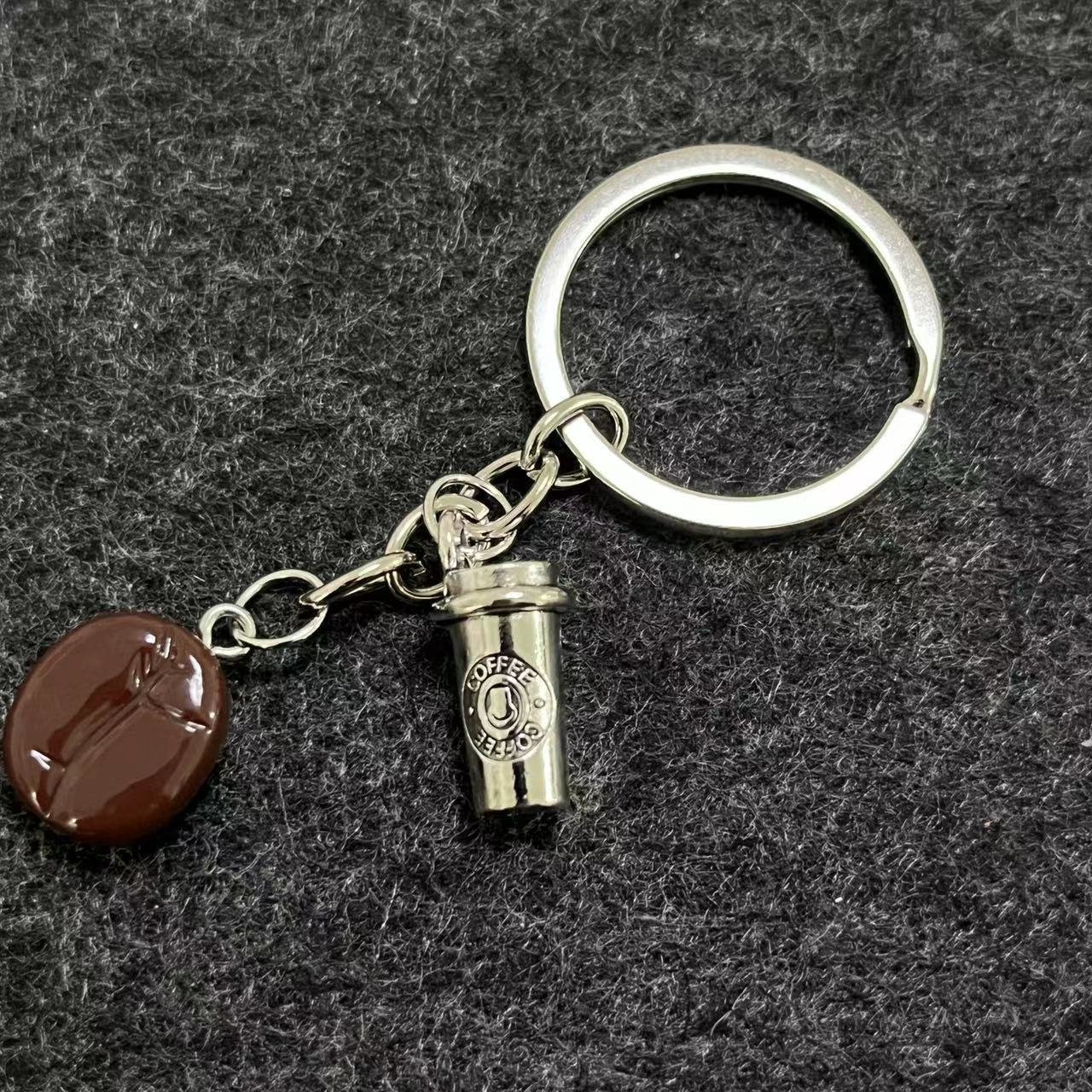 Creative Vintage Coffee Enthusiast Keychain Set Durable Zinc Alloy Spoon Cup Bean Metal Iconic Coffee Accessories