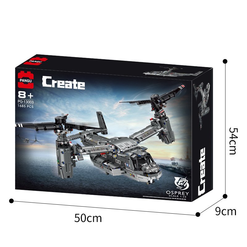 PG-13003 Creative RC Aircraft high-tech V-22 Osprey Transport Airplane Model DIY plastic building block sets gifts for children