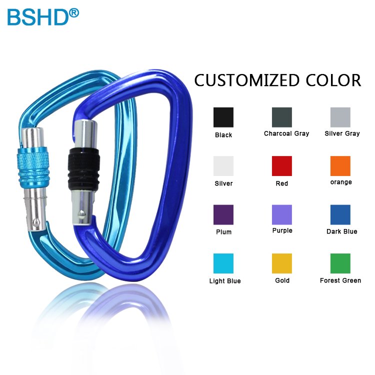 Heavy Duty 42kn Alloy Carabiner D Shape Auto Lock Climbing Carabiner Hook for Aerial Work Can Custom Logo