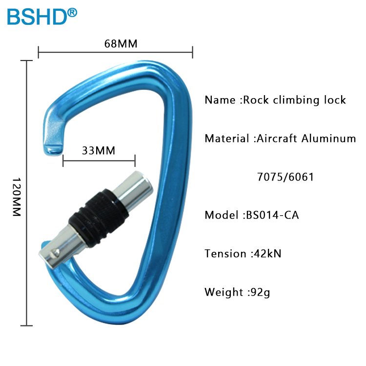 Heavy Duty 42kn Alloy Carabiner D Shape Auto Lock Climbing Carabiner Hook for Aerial Work Can Custom Logo