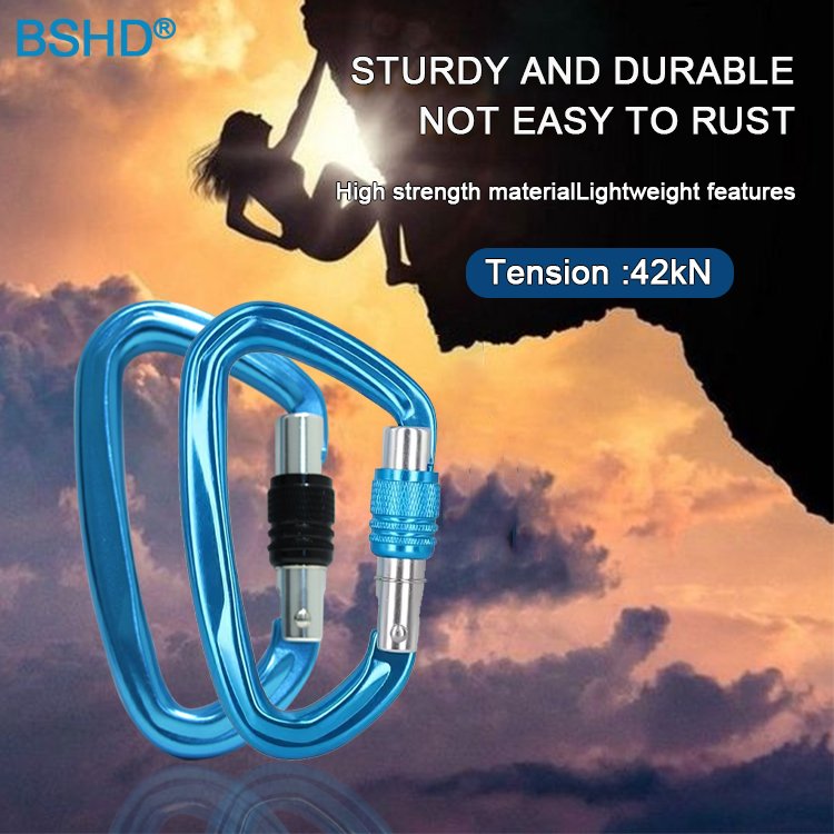Heavy Duty 42kn Alloy Carabiner D Shape Auto Lock Climbing Carabiner Hook for Aerial Work Can Custom Logo