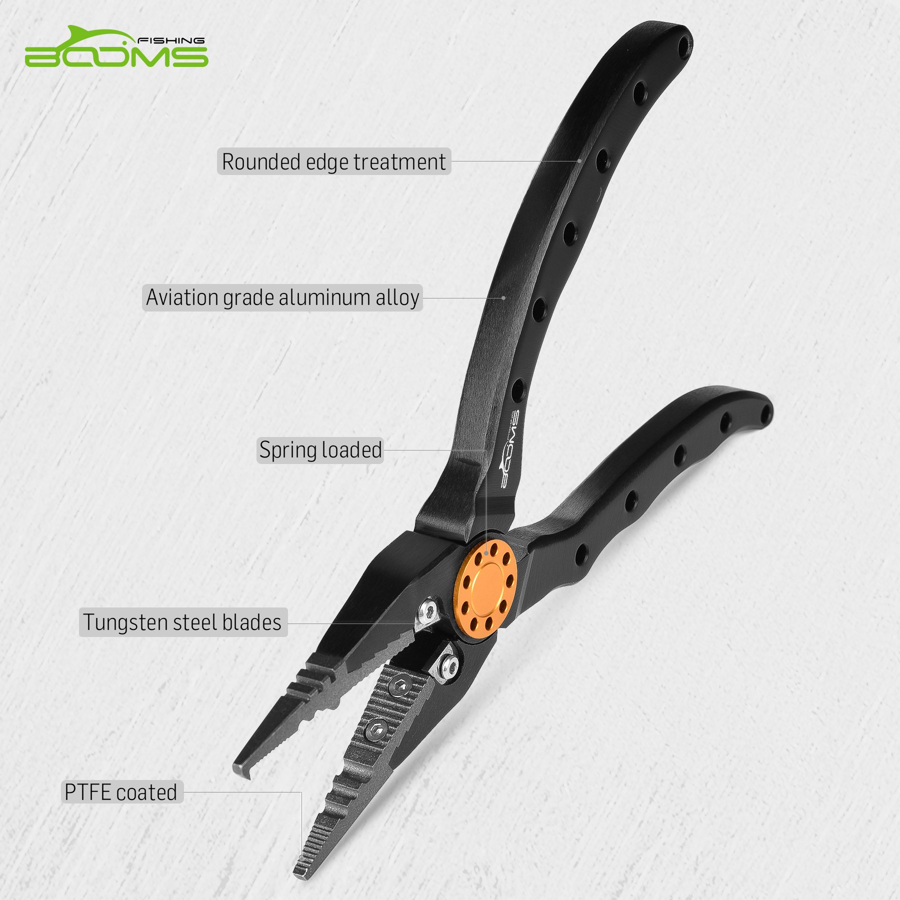 Booms Fishing X09 Aluminum Fishing Pliers With Lanyard and Sheath
