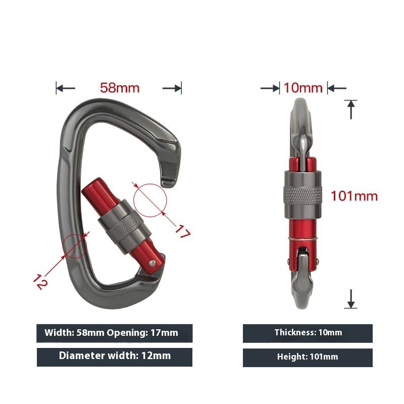 Customized Colors & Logo Lightweighted 25KN Heavy Duty Climbing Carabiner Hook Aluminum Bag Parts & Accessories