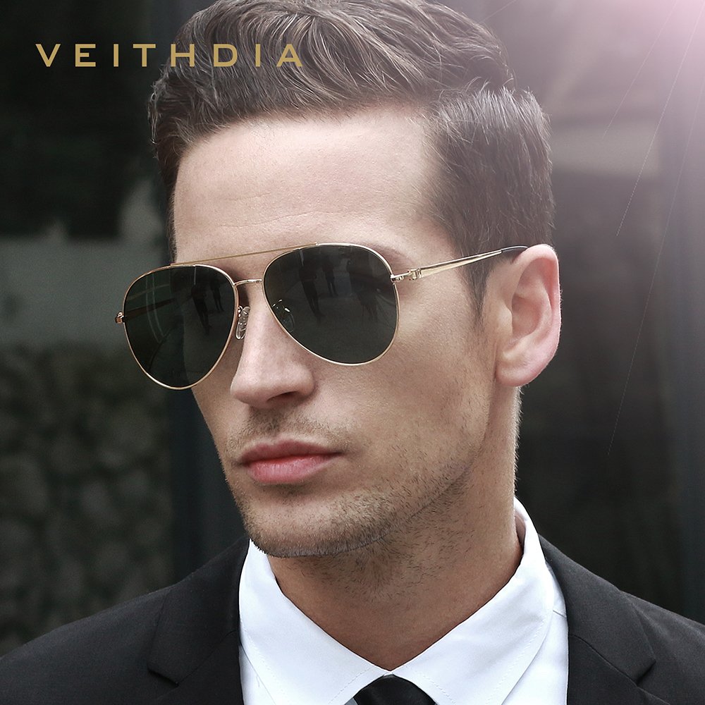 VEITHDIA 8259 Luxury Designer Beach Accessories Custom Aviation Polarized Pilot Shades Sunglasses Men Women New