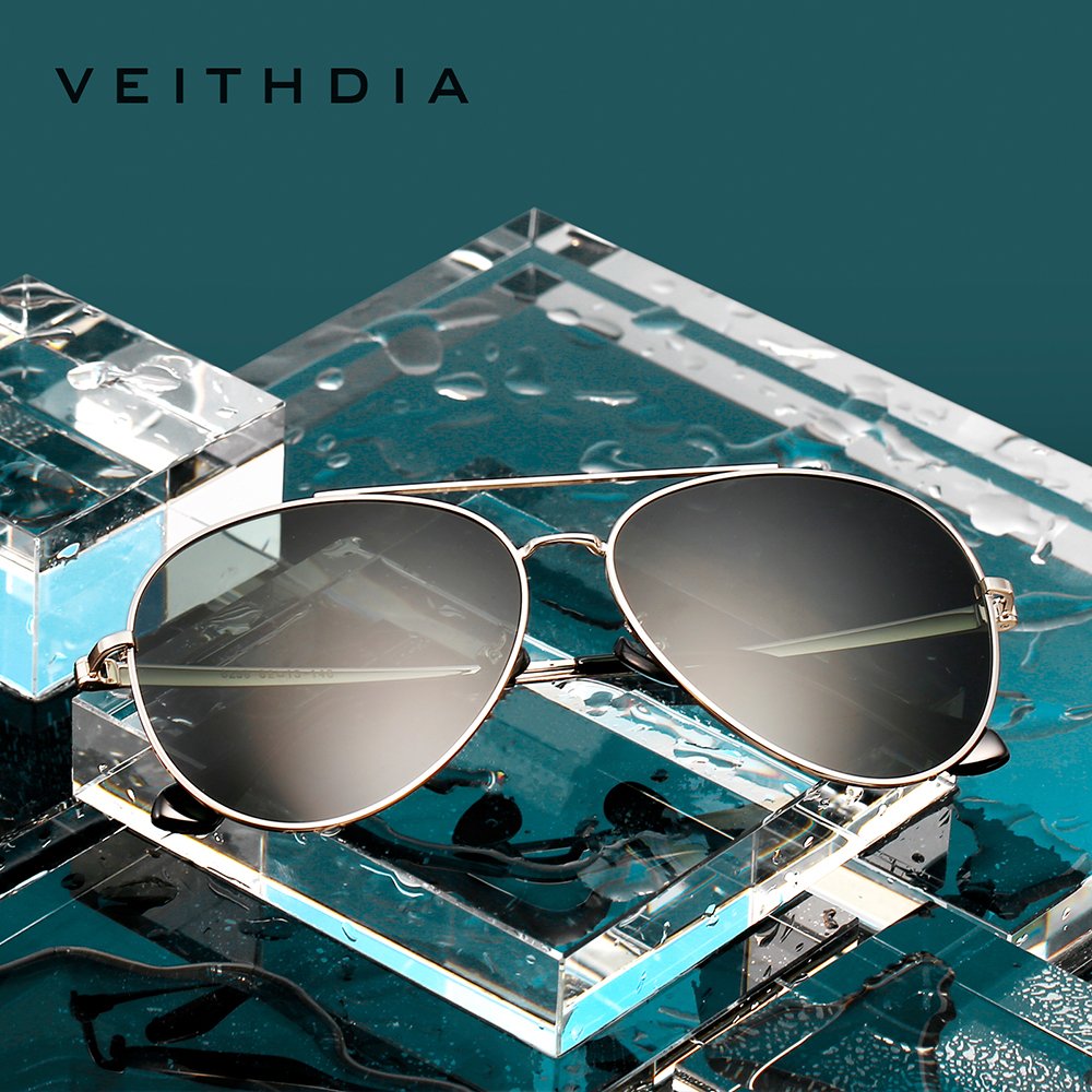 VEITHDIA 8259 Luxury Designer Beach Accessories Custom Aviation Polarized Pilot Shades Sunglasses Men Women New