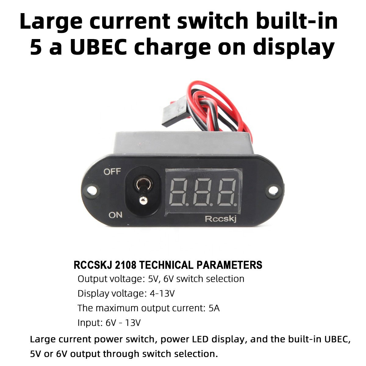 Large Current Switch Built-in 5 a UBEC Charge on Display for RC Model Airplane