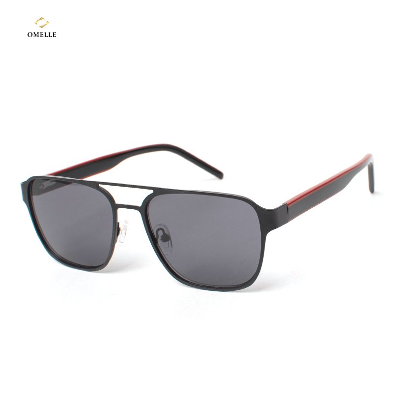 OMELLE High Quality Vintage Square Custom Sun Glasses Fashion Designer Metal Aviaition Sunglasses Polarized Men Women