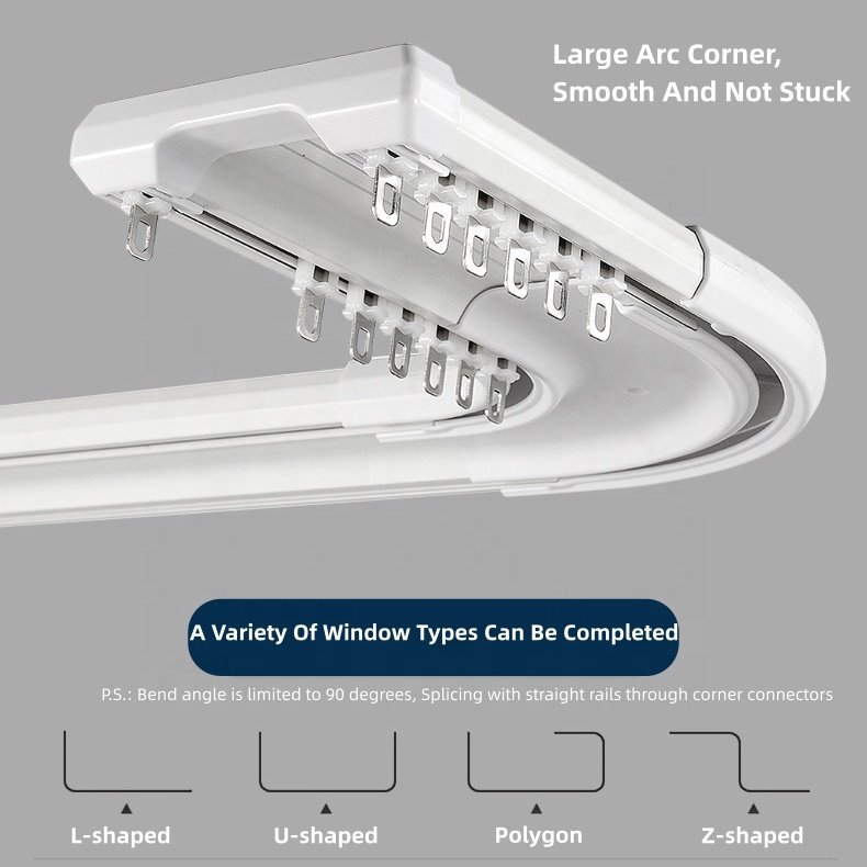 Heavy Duty Aluminum Conjoined Double Ceiling Curtain Rail for Interior Decoration