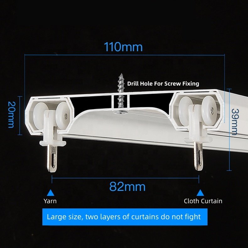 Heavy Duty Aluminum Conjoined Double Ceiling Curtain Rail for Interior Decoration