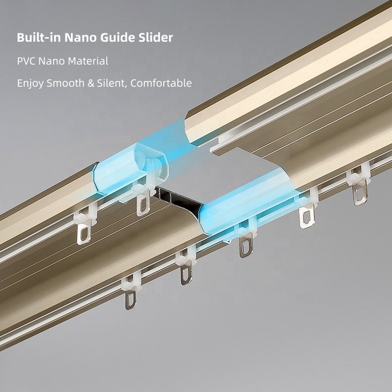 Heavy Duty Aluminum Conjoined Double Ceiling Curtain Rail for Interior Decoration
