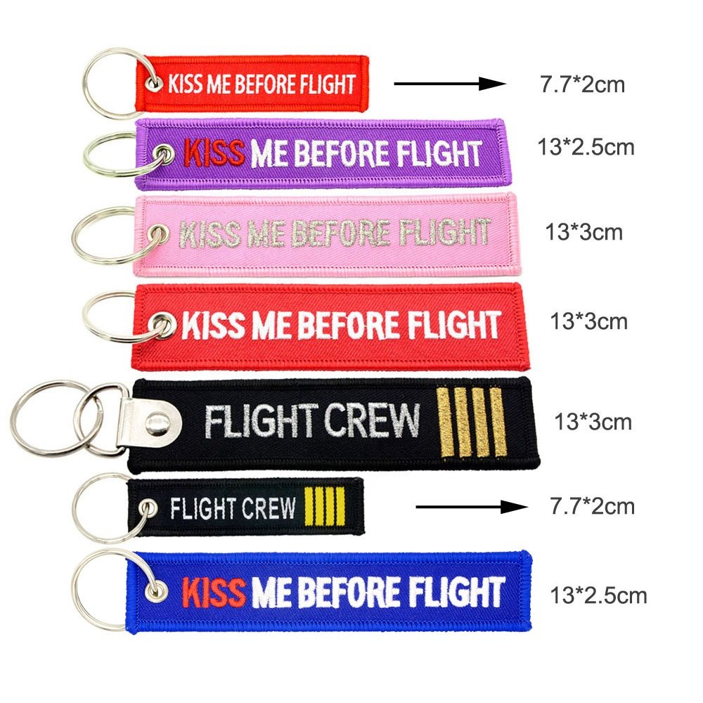 Hot Selling Kiss Me Keychain Aviation Gift Flight Crew Embroidery Key Chain Tag Key Chains