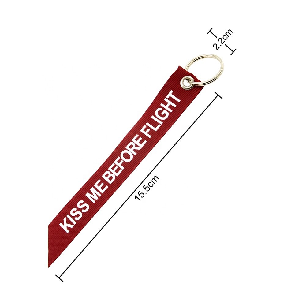 Hot Selling Kiss Me Keychain Aviation Gift Flight Crew Embroidery Key Chain Tag Key Chains
