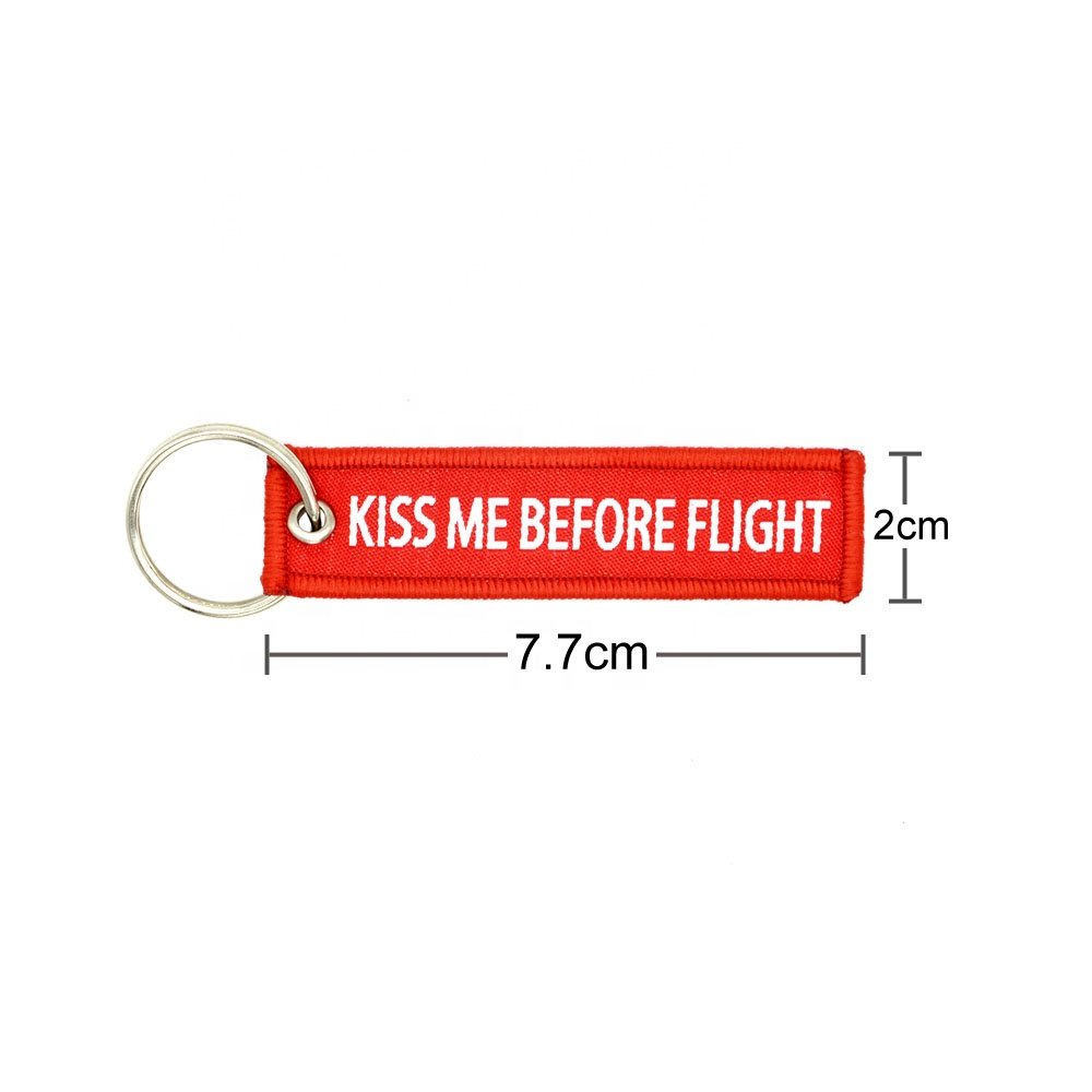 Hot Selling Kiss Me Keychain Aviation Gift Flight Crew Embroidery Key Chain Tag Key Chains