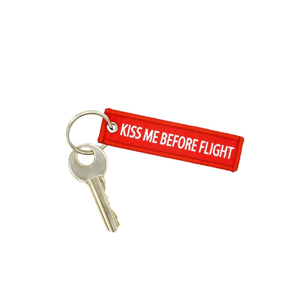 Hot Selling Kiss Me Keychain Aviation Gift Flight Crew Embroidery Key Chain Tag Key Chains