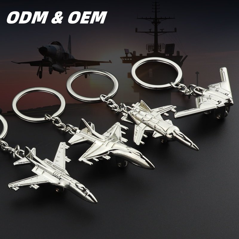 Personalized Metal 3D Aircrafts Promotional Keychains Bomber Fighter Airplane Keychain Aviation Plane Key Rings for Gifts Events