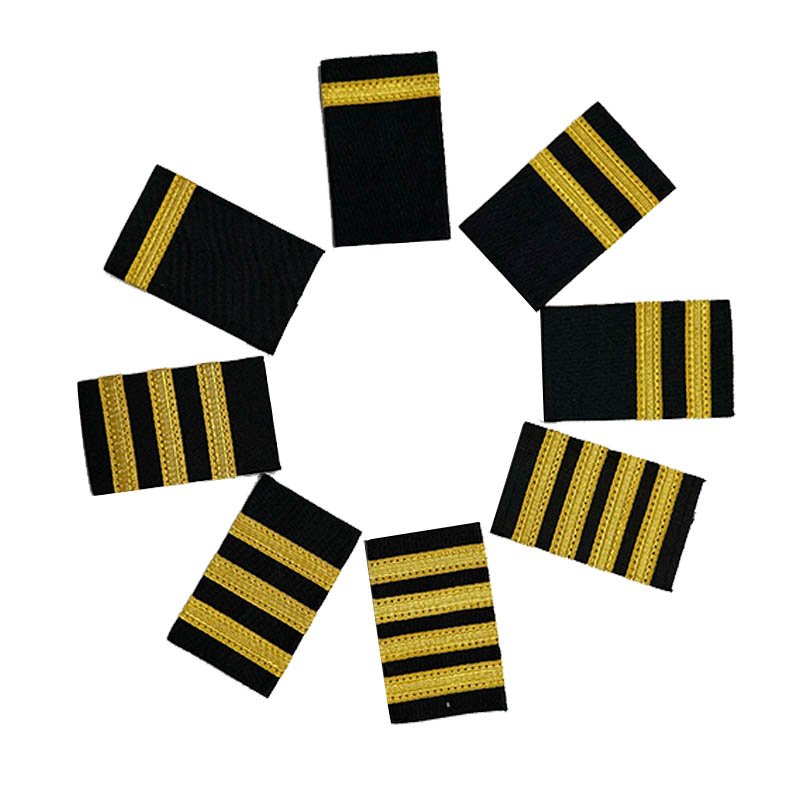 Traditional Professional Pilot Aviators Epaulettes Woven Shoulder Boards with Gold Stripes for Pilot Uniforms Epaulette Shoulder