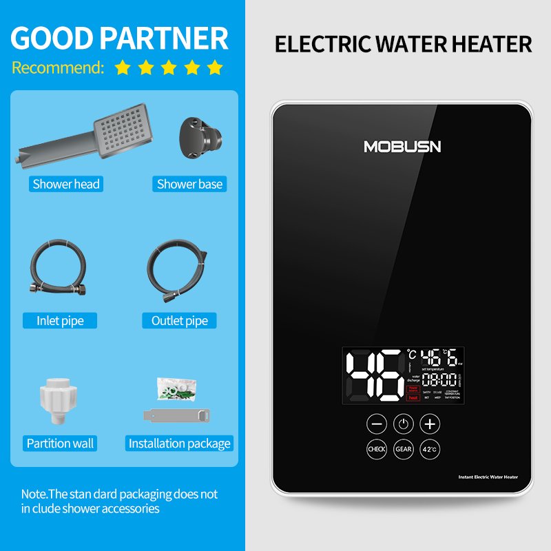 Smart Water Heaters Instantaneous Tankless Water Heaters for Kitchen Bathroom Instant Electric Water Heaters