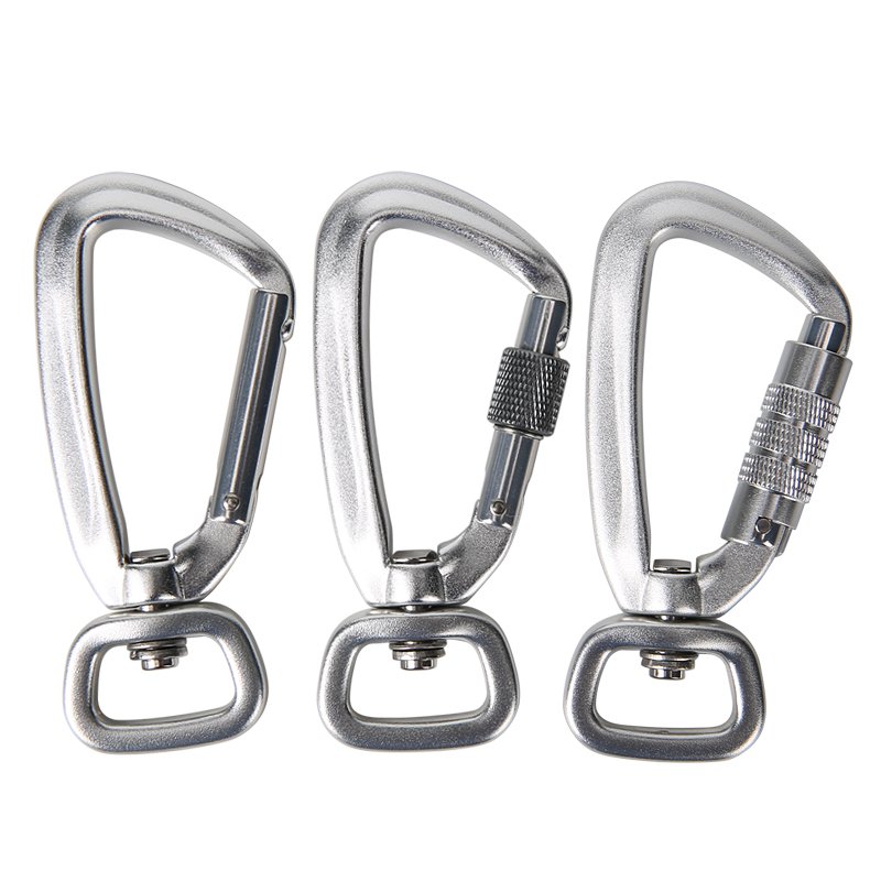 4KN Screw Locking Dog Leash Safety Straight Gate Spring Hook Aluminum Swivel Auto Locking Carabiner Hook for Dog Leash