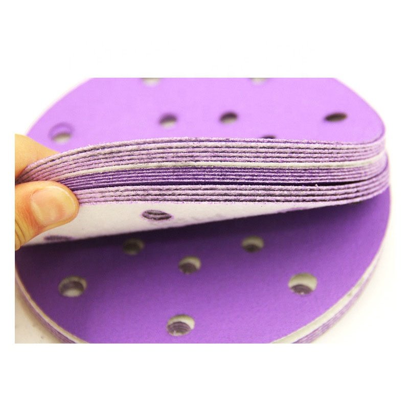 6 Inch Round Hook and Loop Sanding Disc Grinding for Automobile Refinishing Purple Ceramics Sandpaper