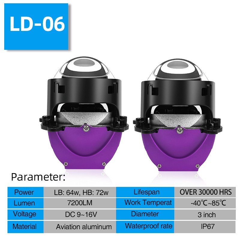 OEM Auto Accessories Wholesale LD6 Car LED Headlight Bulb 3 Inch 120w Bi LED Projector Lens